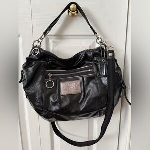 Coach Poppy vintage black patent leather satchel